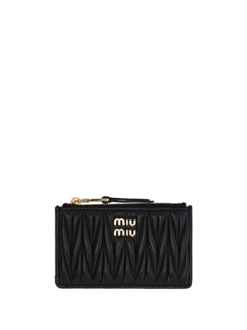 Black calf leather wallet MIU MIU | 5MB06M2FPPF0002